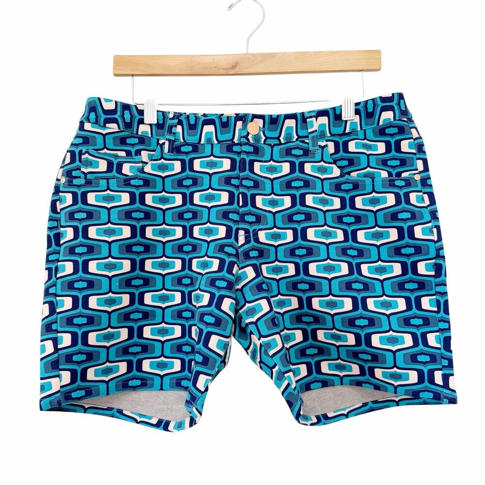 ST33LE Limited Edition Blue Printed Flat Front Chino Shorts Sz 34